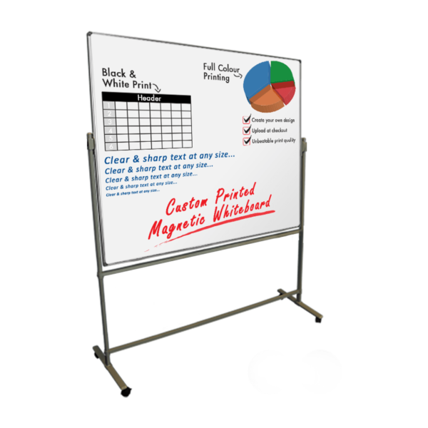 Mobile Fixed Whiteboard on a Stand Custom Printed