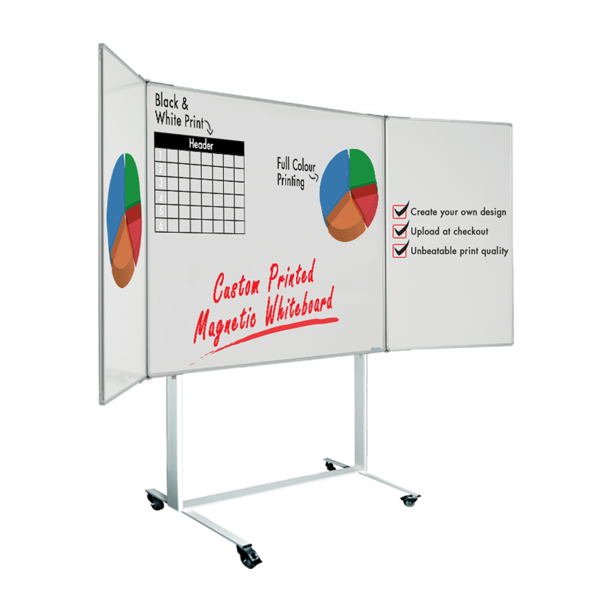 Fixed Magnetic Whiteboard on Heavy Duty T-Slot Mobile Stand - Magiboards USA