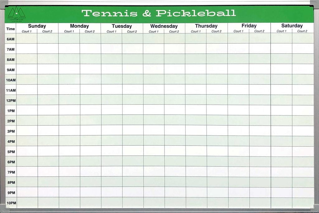 Tennis and Pickleball Court Schedule