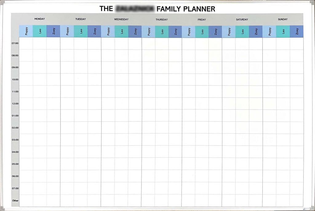 Family Weekly Whiteboard Planner