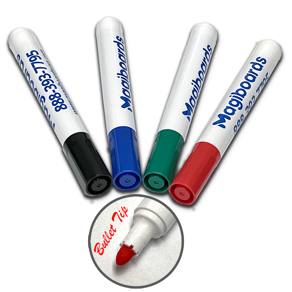 Pack of 4 Dry Erase Markers with bullet tip