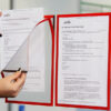 Duo Self Adhesive Document Holders with See Through Front Red Letter