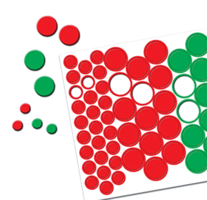 Vinyl sheet of Magnetic Red and Green 0.4" and 0.8" Circles