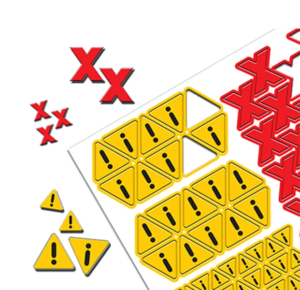 Vinyl Sheet of 0.4" and 0.8" Magnetic "X" and Warning Triangles