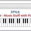 split musical staff with piano